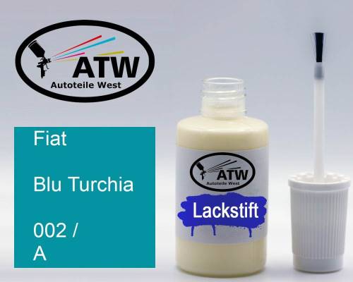 Fiat, Blu Turchia, 002 / A: 20ml Lackstift, von ATW Autoteile West.